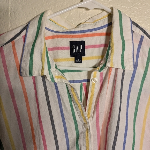 GAP Colorful Striped Button-Up Shirt Size Large - Picture 4 of 7